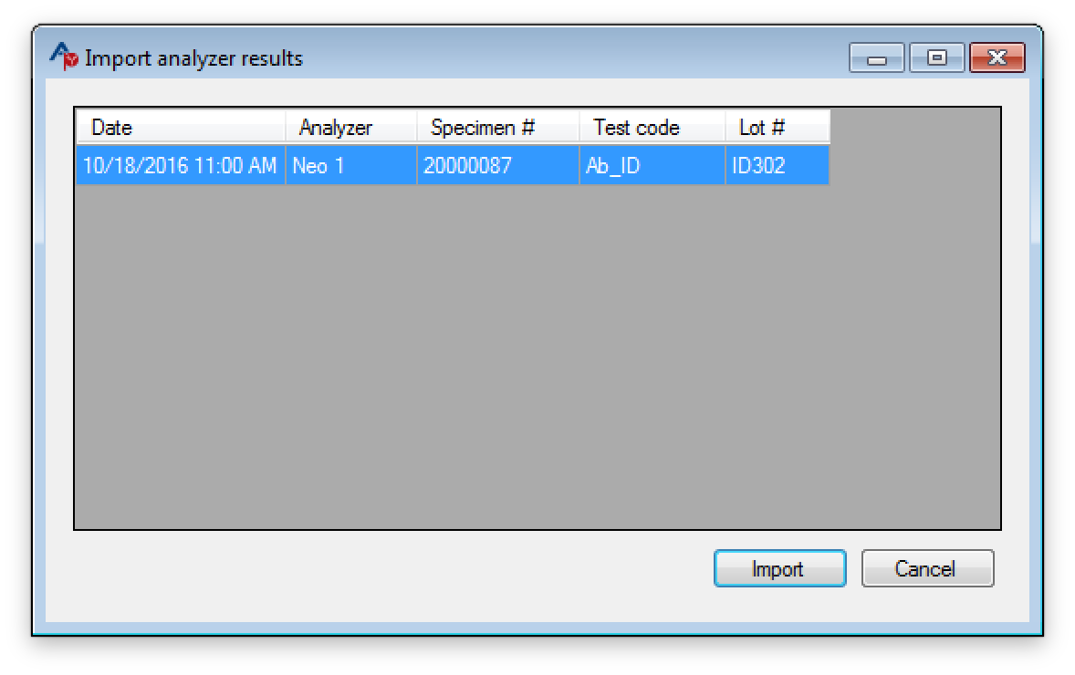 Importing analyzer results