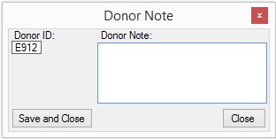 Donor note window