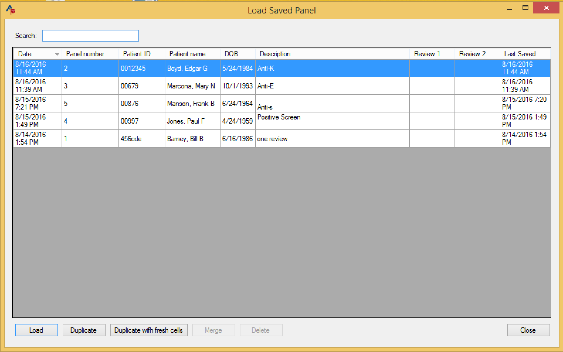 Load saved panel window