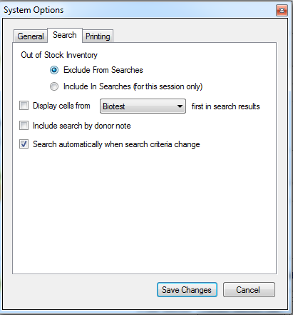 Search system options